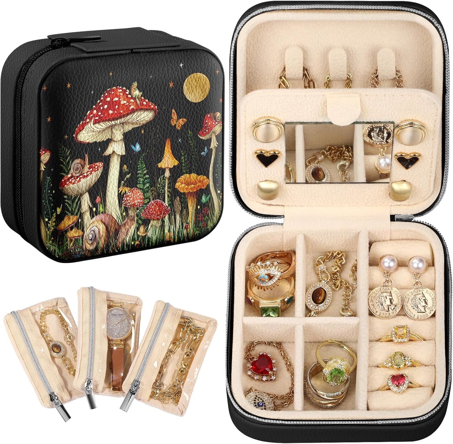 Travel Jewelry Case - Small Jewelry Organizers and Storage Box for Women Girls Teens Cute