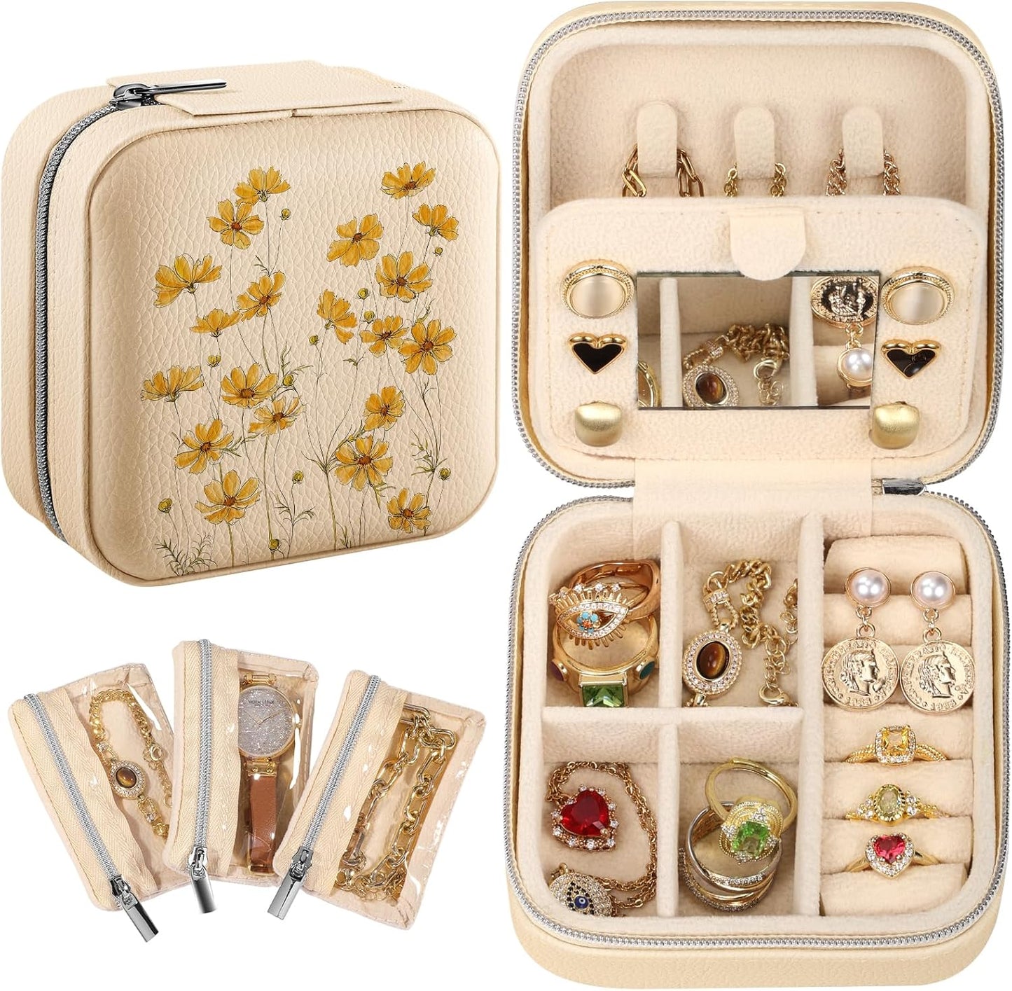 Travel Jewelry Case - Small Jewelry Organizers and Storage Box for Women Girls Teens Cute