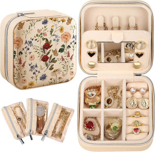 Travel Jewelry Case - Small Jewelry Organizers and Storage Box for Women Girls Teens Cute