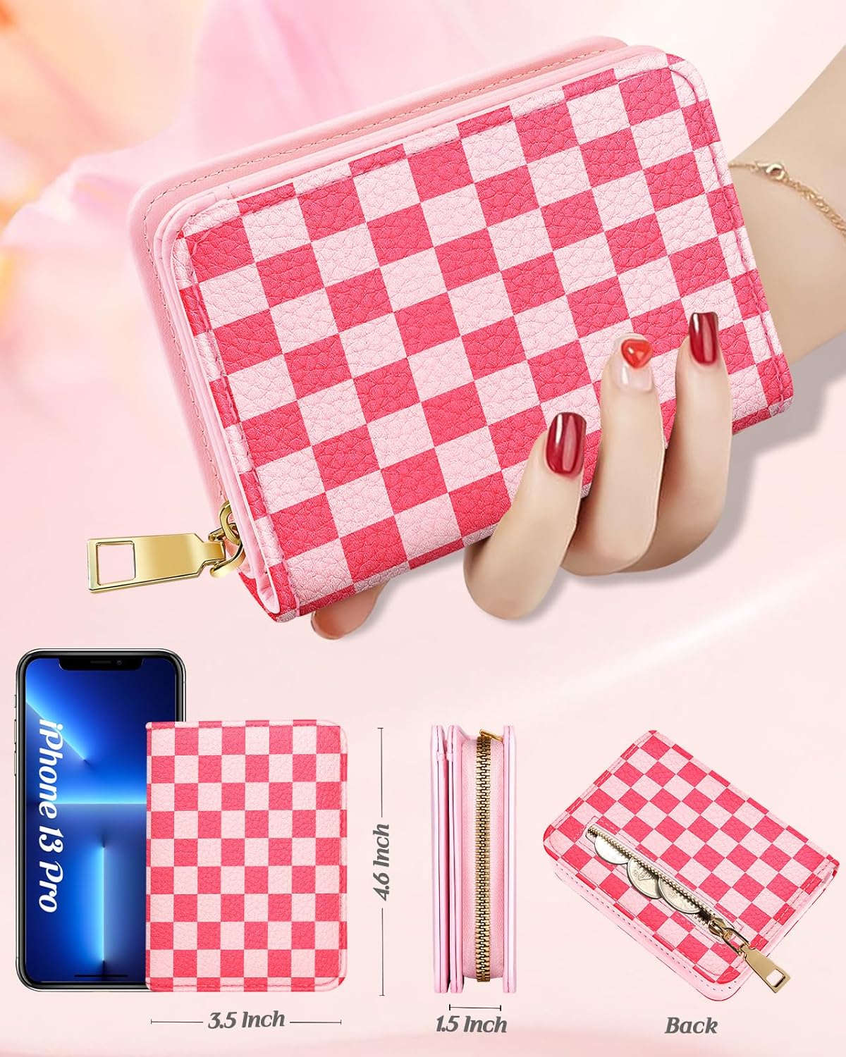 Credit Card Holder Wallet for Women - Cute Leather Ladies Teen Girls Female Cardholder Wallets Accordion Purse