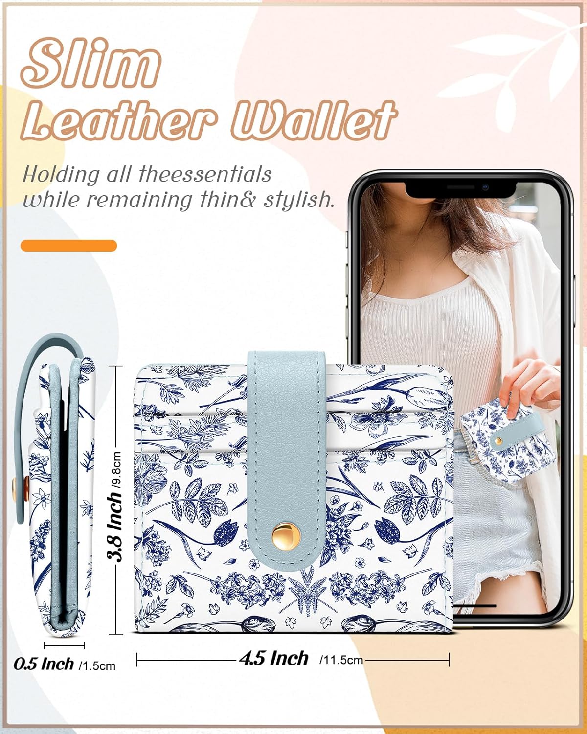 Wallet for Women Cute Bifold Small Card Wallet Rfid with Keychain for Ladies Teen Girls