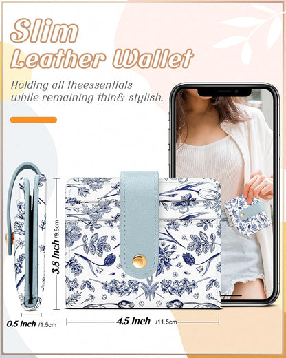 Wallet for Women Cute Bifold Small Card Wallet Rfid with Keychain for Ladies Teen Girls