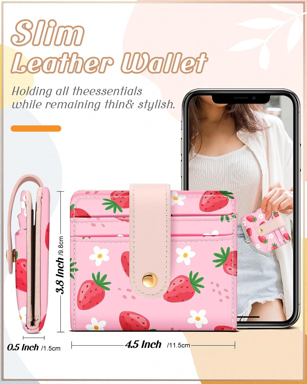 Wallet for Women Cute Bifold Small Card Wallet Rfid with Keychain for Ladies Teen Girls