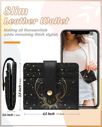 Wallet for Women Cute Bifold Small Card Wallet Rfid with Keychain for Ladies Teen Girls