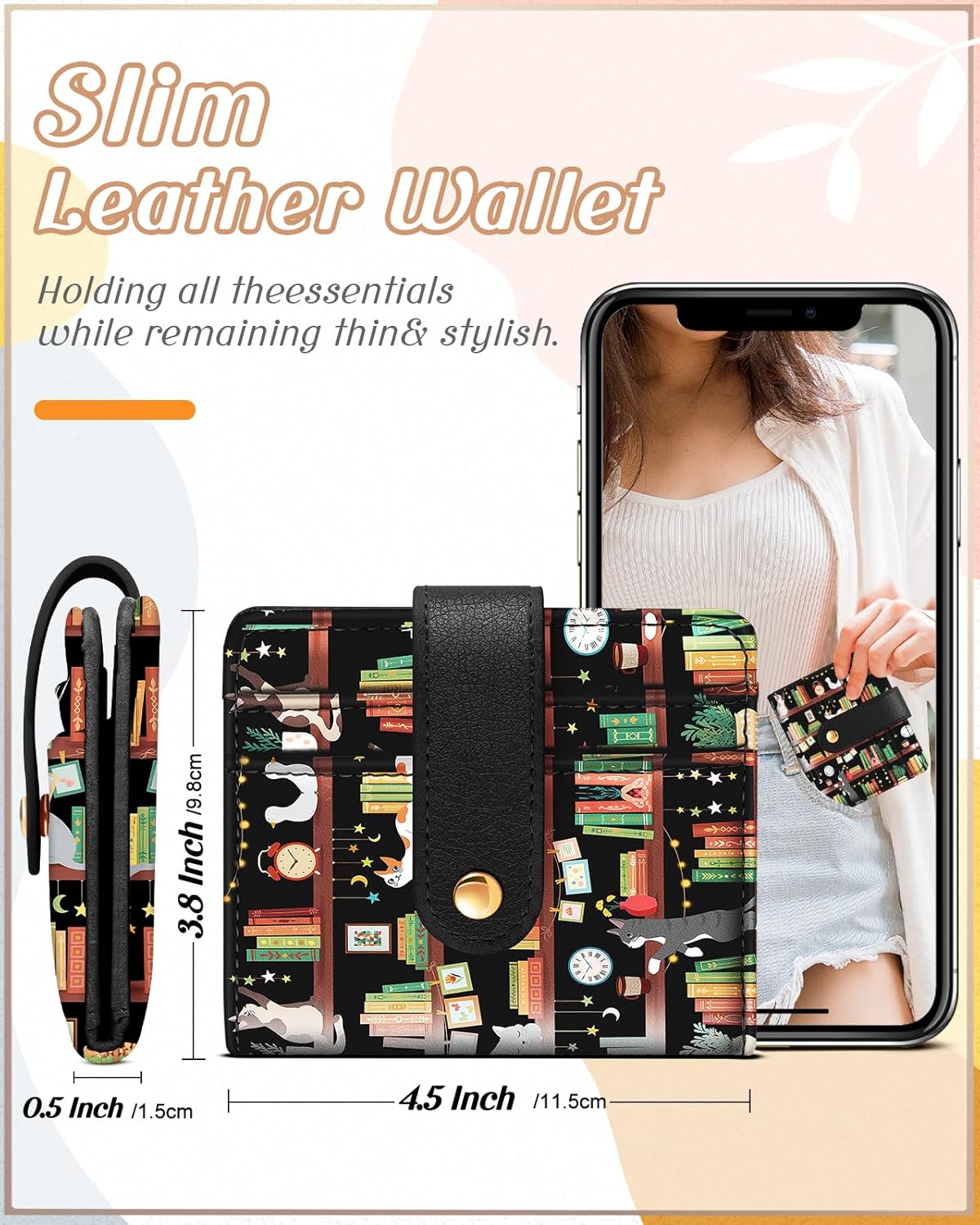 Wallet for Women Cute Bifold Small Card Wallet Rfid with Keychain for Ladies Teen Girls