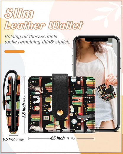 Wallet for Women Cute Bifold Small Card Wallet Rfid with Keychain for Ladies Teen Girls