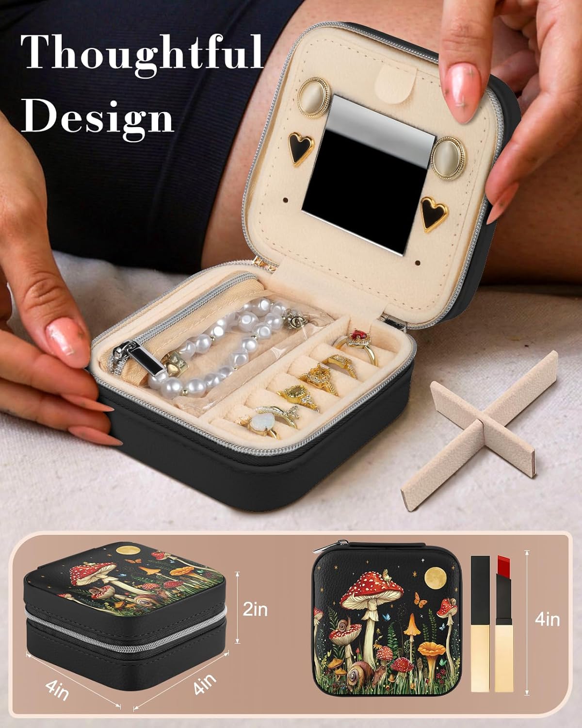 Travel Jewelry Case - Small Jewelry Organizers and Storage Box for Women Girls Teens Cute