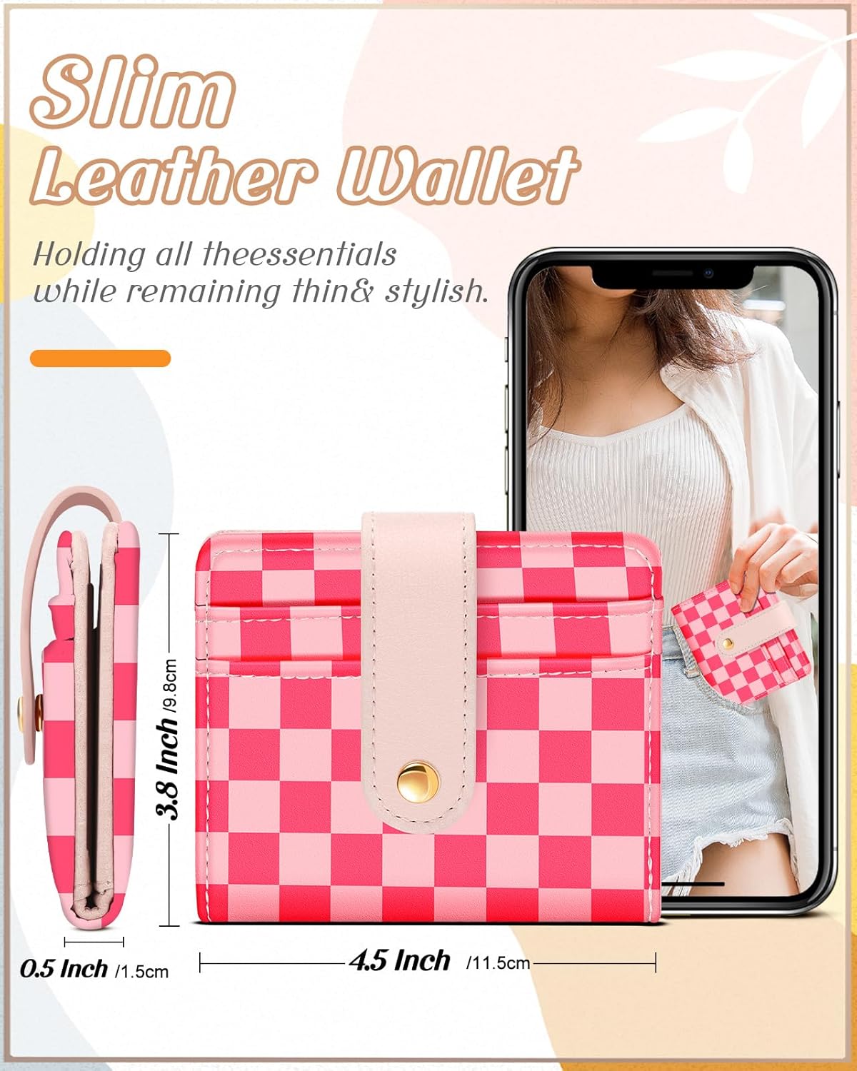 Wallet for Women Cute Bifold Small Card Wallet Rfid with Keychain for Ladies Teen Girls