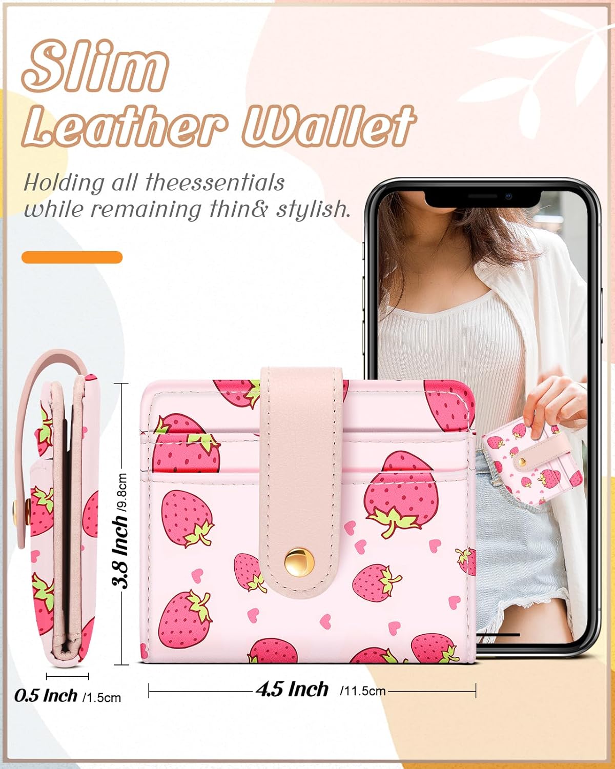 Wallet for Women Cute Bifold Small Card Wallet Rfid with Keychain for Ladies Teen Girls