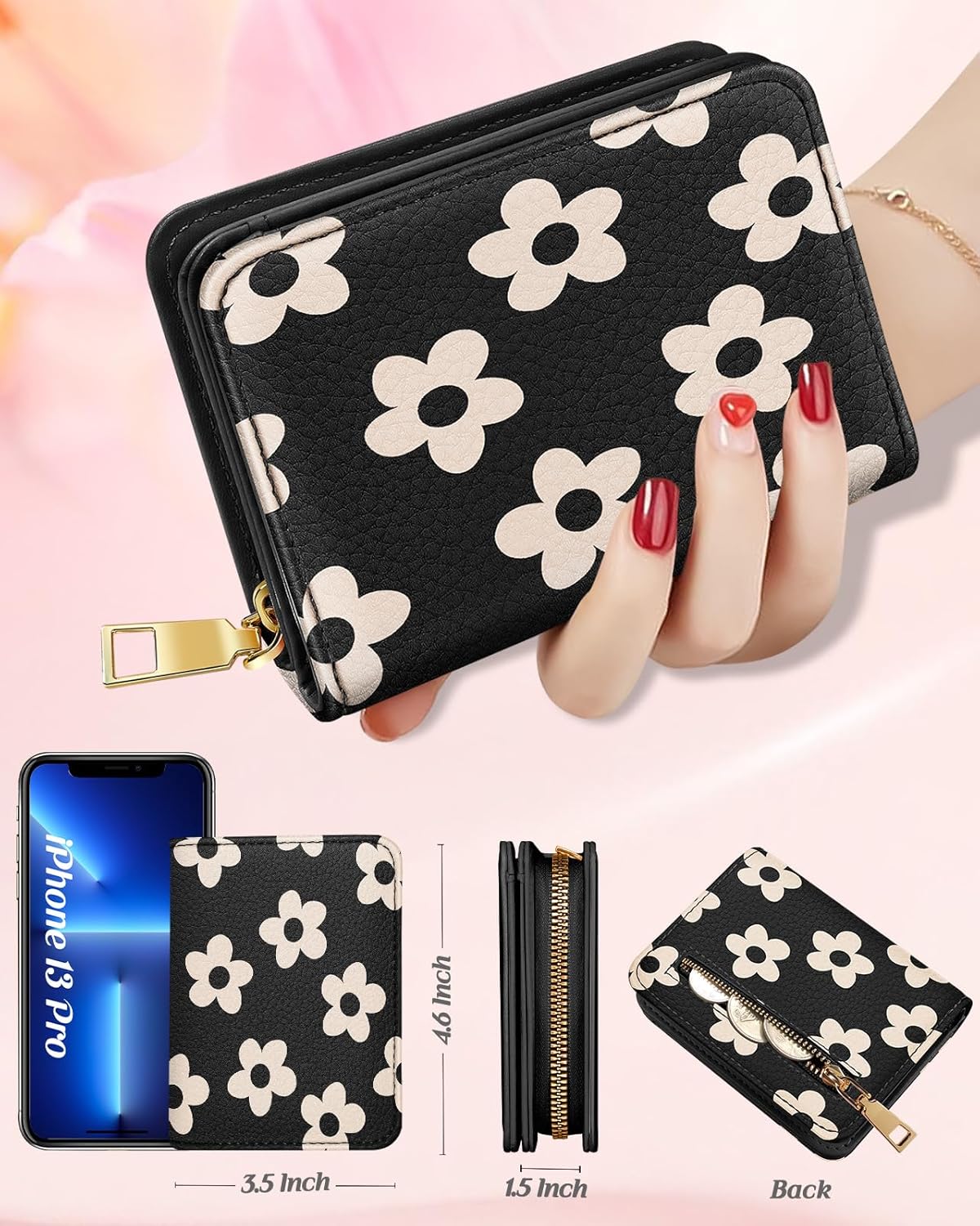 Credit Card Holder Wallet for Women - Cute Leather Ladies Teen Girls Female Cardholder Wallets Accordion Purse