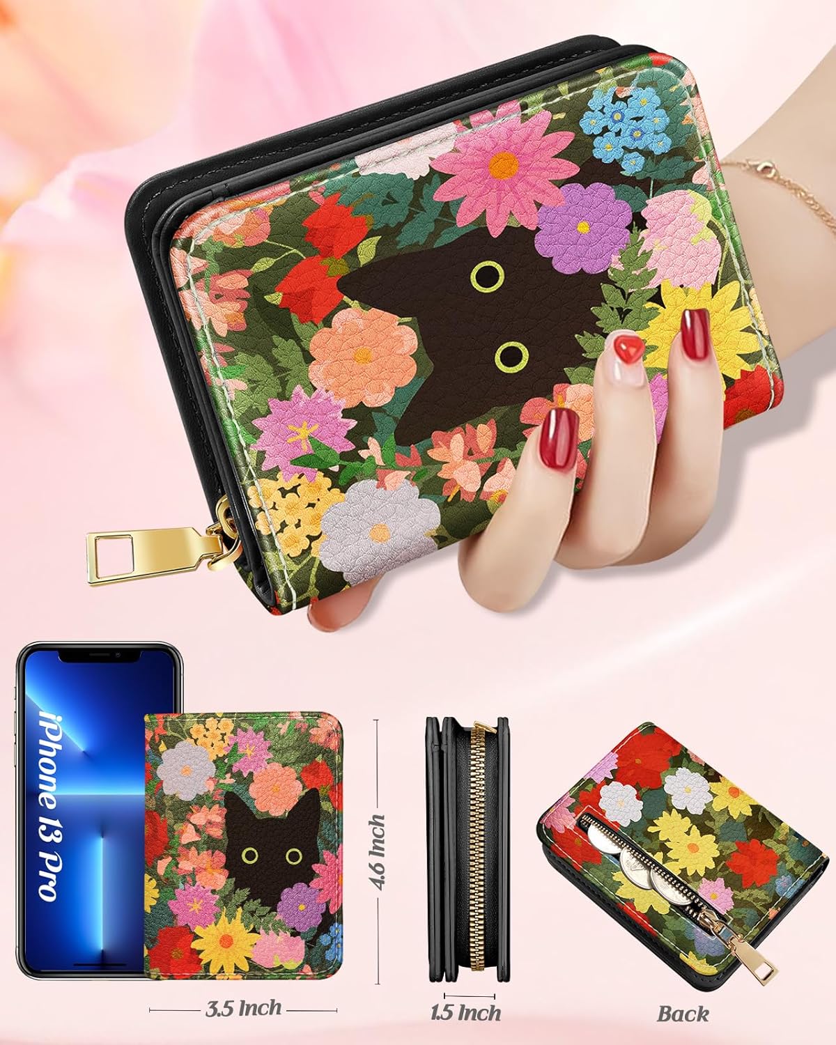 Credit Card Holder Wallet for Women Cute Leather Ladies Teen Girls Female Cardholder Wallets Accordion Purse