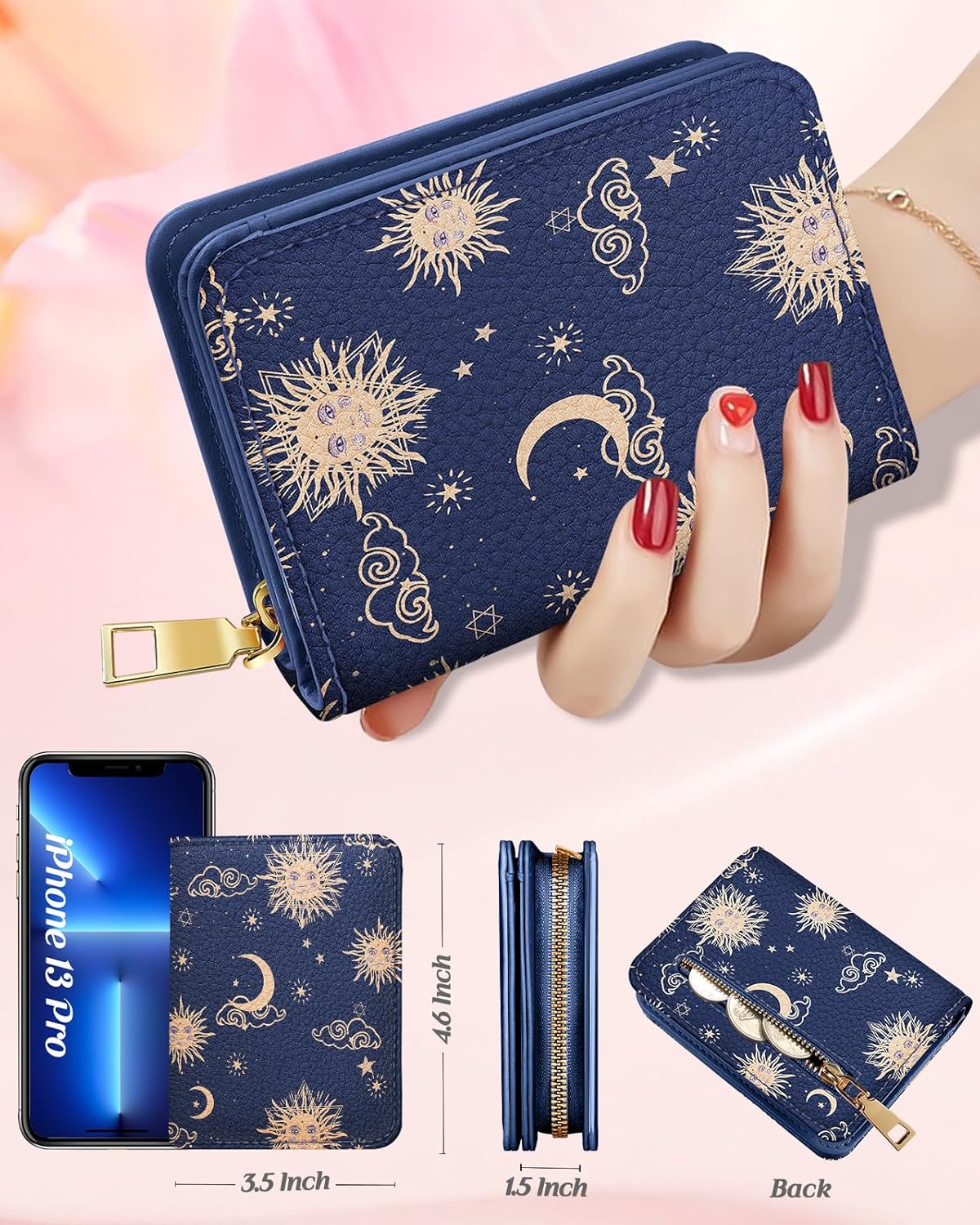 Credit Card Holder Wallet for Women - Cute Leather Ladies Teen Girls Female Cardholder Wallets Accordion Purse