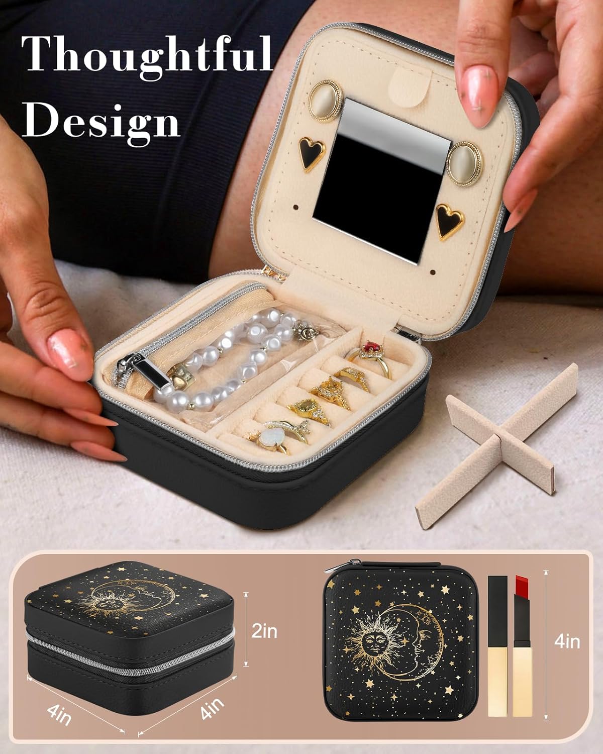 Travel Jewelry Case - Small Jewelry Organizers and Storage Box for Women Girls Teens Cute