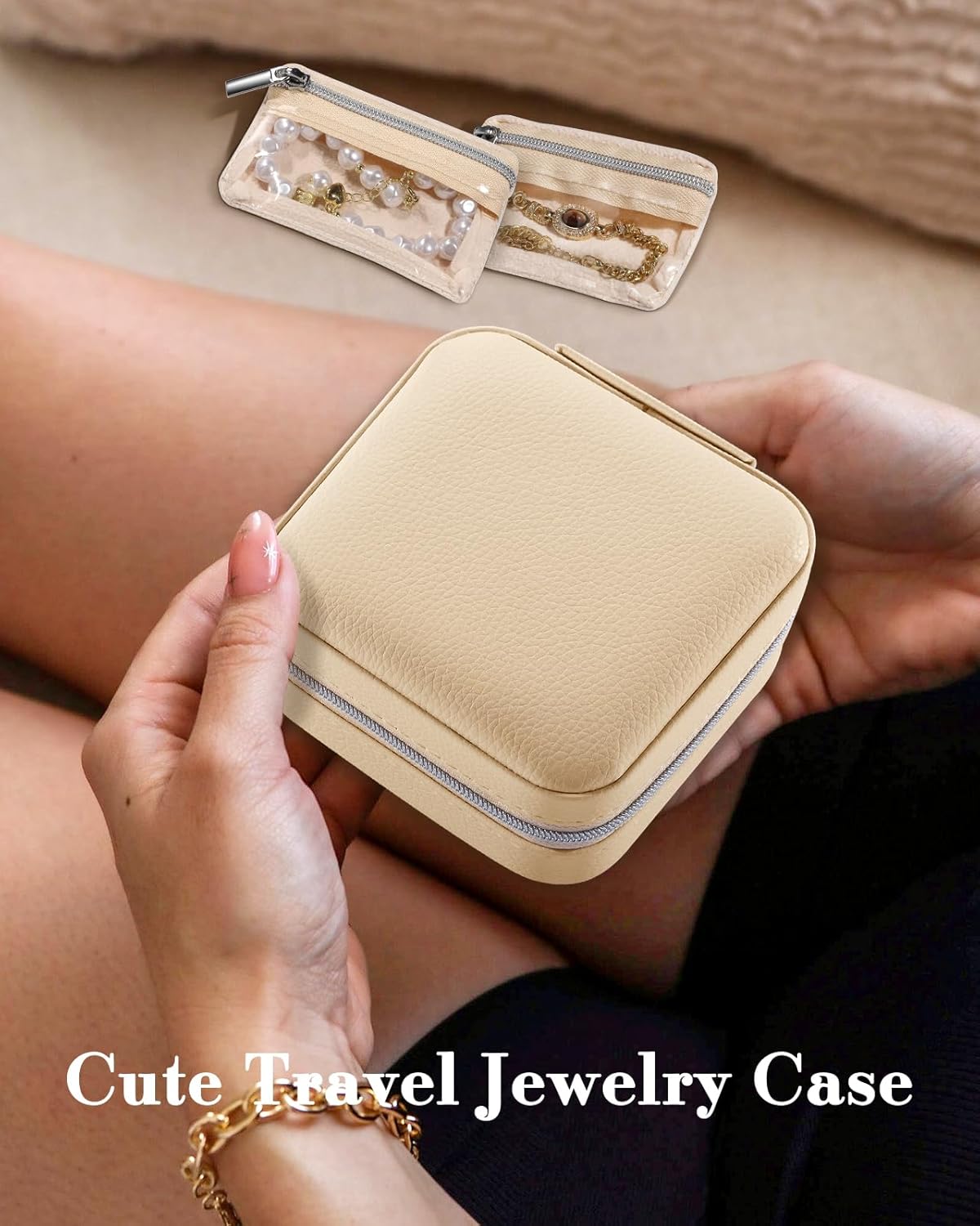 Travel Jewelry Case - Small Jewelry Organizers and Storage Box for Women Girls Teens Cute