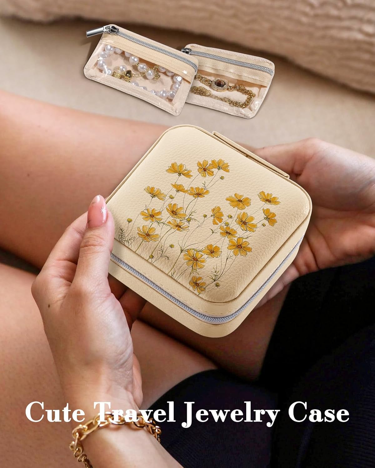 Travel Jewelry Case - Small Jewelry Organizers and Storage Box for Women Girls Teens Cute