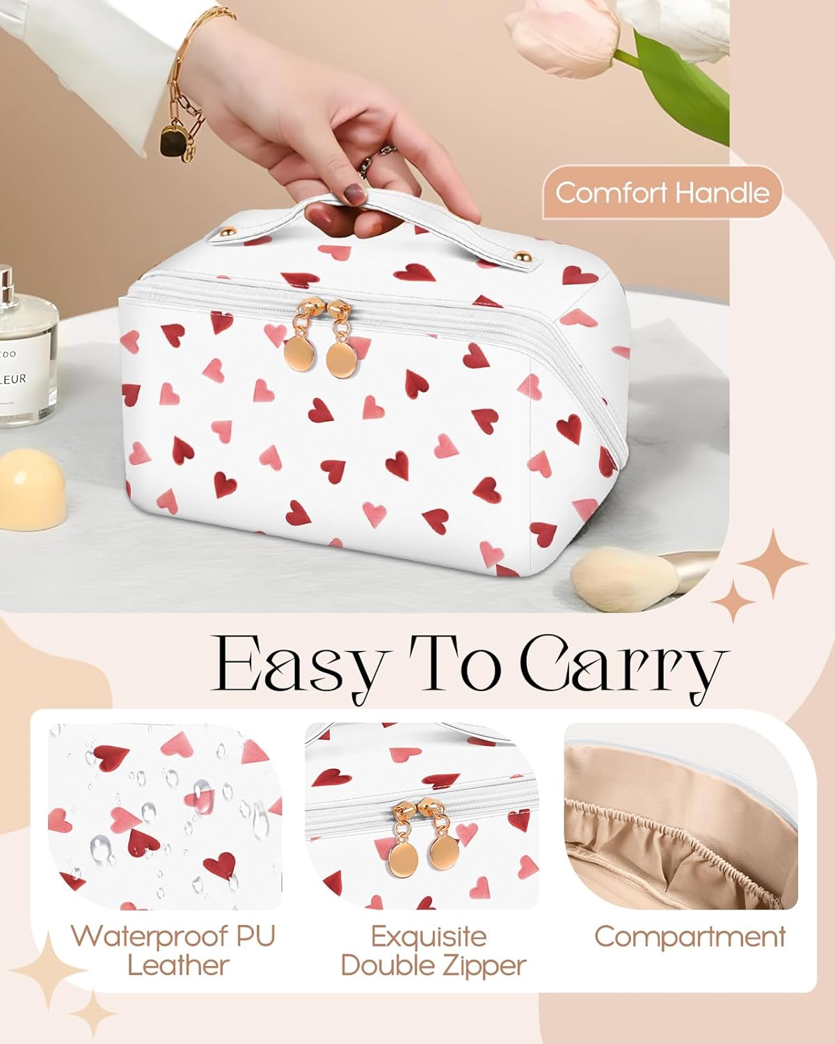 Makeup Bag Travel Cosmetic Bag Toiletry Make Up Bags Cute Women Large Capacity