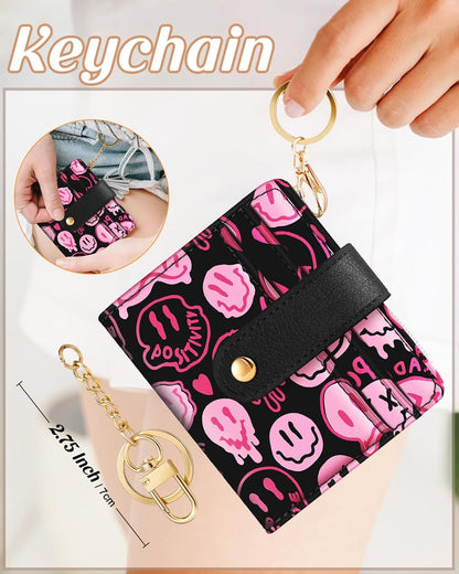 Wallet for Women Cute Bifold Small Card Wallet Rfid with Keychain for Ladies Teen Girls