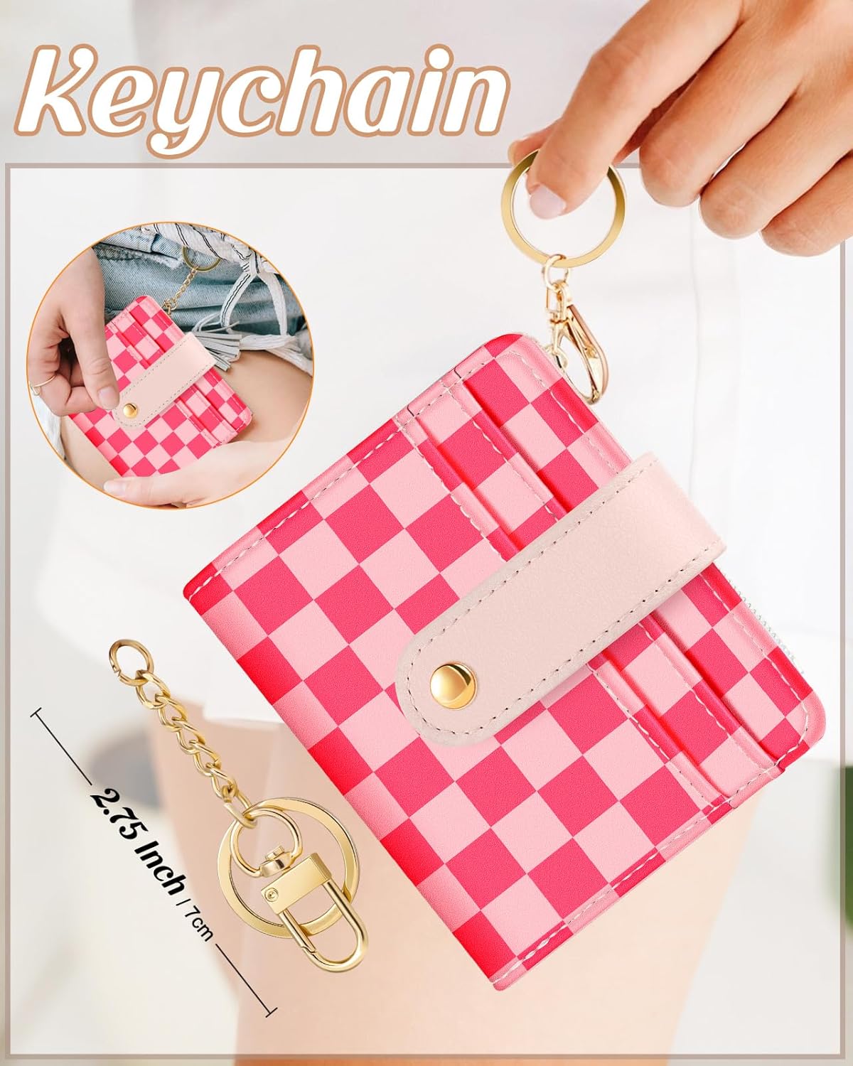 Wallet for Women Cute Bifold Small Card Wallet Rfid with Keychain for Ladies Teen Girls