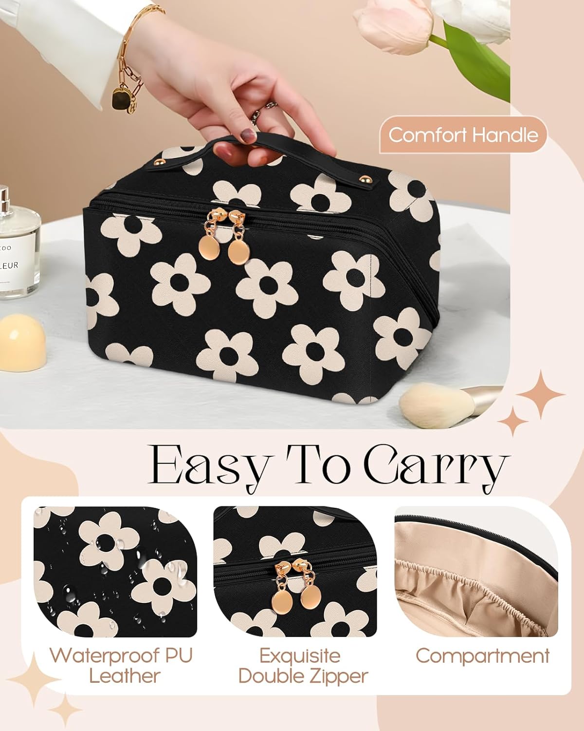 Makeup Bag Travel Cosmetic Bag Toiletry Make Up Bags Cute Women Large Capacity