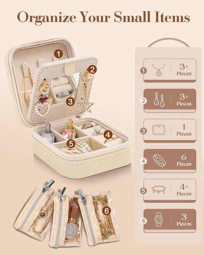 Travel Jewelry Case - Small Jewelry Organizers and Storage Box for Women Girls Teens