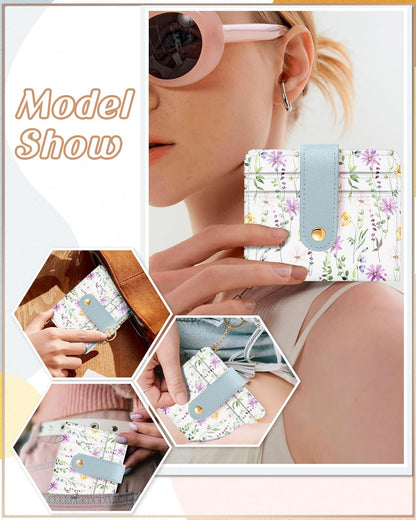 Wallet for Women Cute Bifold Small Card Wallet Rfid with Keychain for Ladies Teen Girls