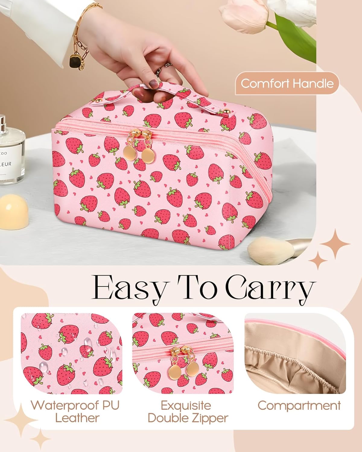 Makeup Bag Travel Cosmetic Bag Toiletry Make Up Bags Cute Women Large Capacity