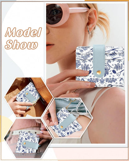 Wallet for Women Cute Bifold Small Card Wallet Rfid with Keychain for Ladies Teen Girls