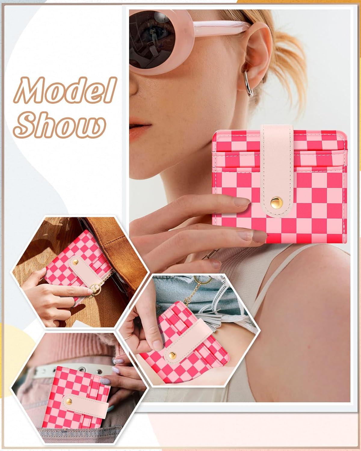 Wallet for Women Cute Bifold Small Card Wallet Rfid with Keychain for Ladies Teen Girls